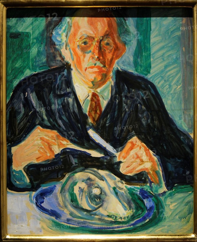 Edvard Munch, Self-Portrait, with a Cod's Head on a plate, 1940-1942