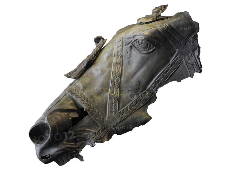 Detail of a horse head belonging to a statue created to decorate a public space