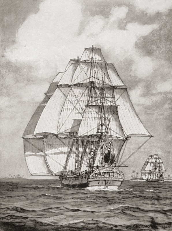 The ships HMS Resolution and HMS Discovery