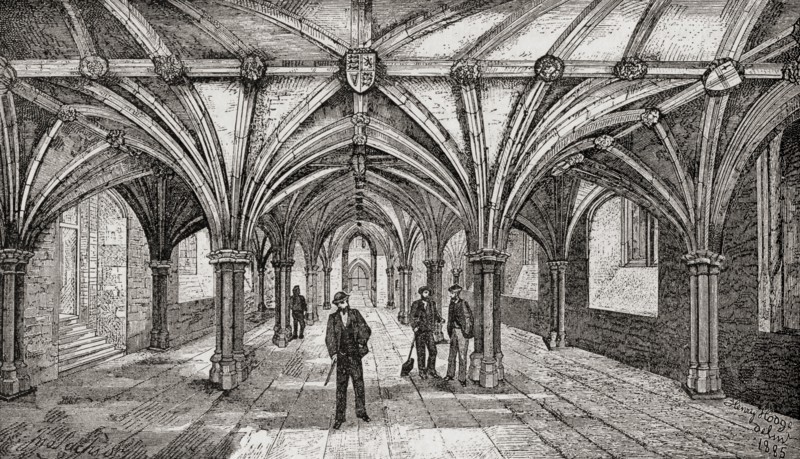 The medieval crypt of Guildhall, London,,
