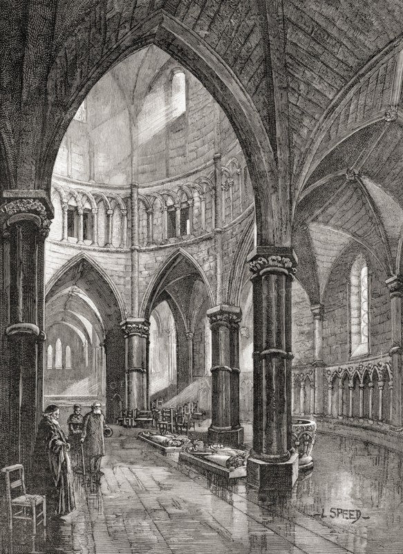 The interior of The Temple Church, London, England,
