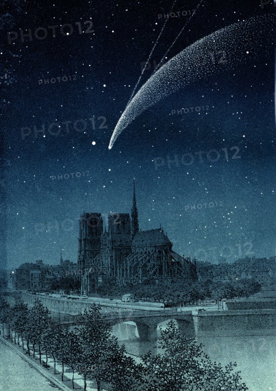 The comet of donati, seen in paris on october 4th, 1858 from the book ' the sky ' by a. guillemin, paris, 1877 1877