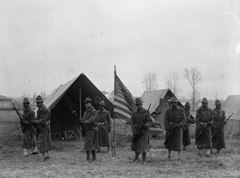 African American soldiers drill with Rifles & Bayonet's