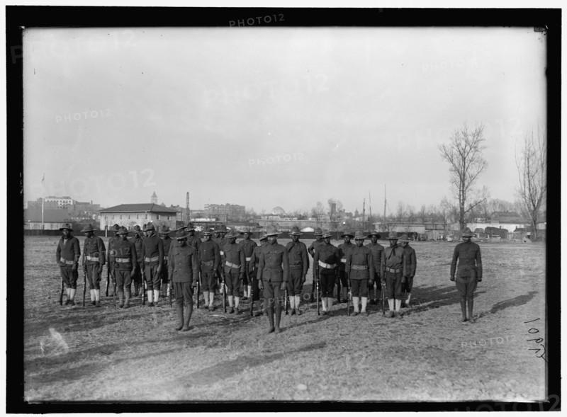 African American soldiers in parade formation