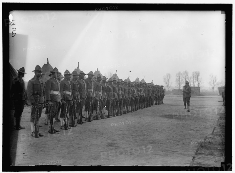 African American soldiers in parade formation