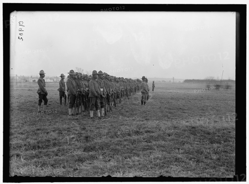 African American soldiers in parade formation