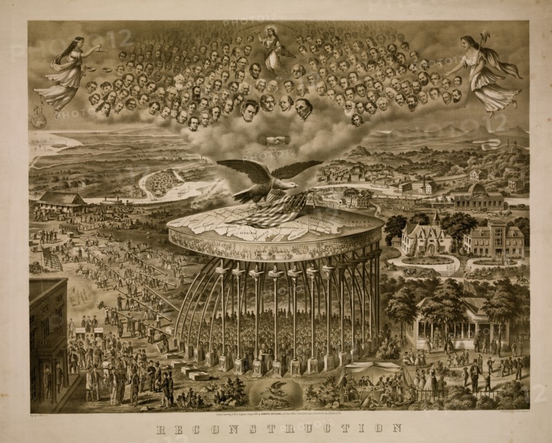 Allegory of the reconciliation of North and South through the federal program of Reconstruction.