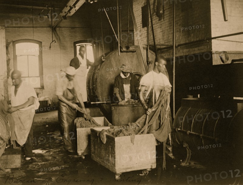 African American workers doing laundry at the Bureau of Engraving & Printing