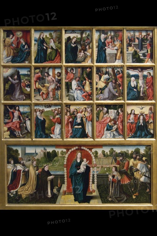 Fifteen Mysteries and the Virgin of the Rosary