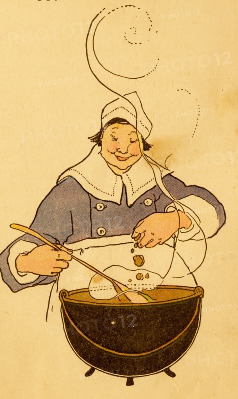 Woman chef adds to a recipe over a boiling pot