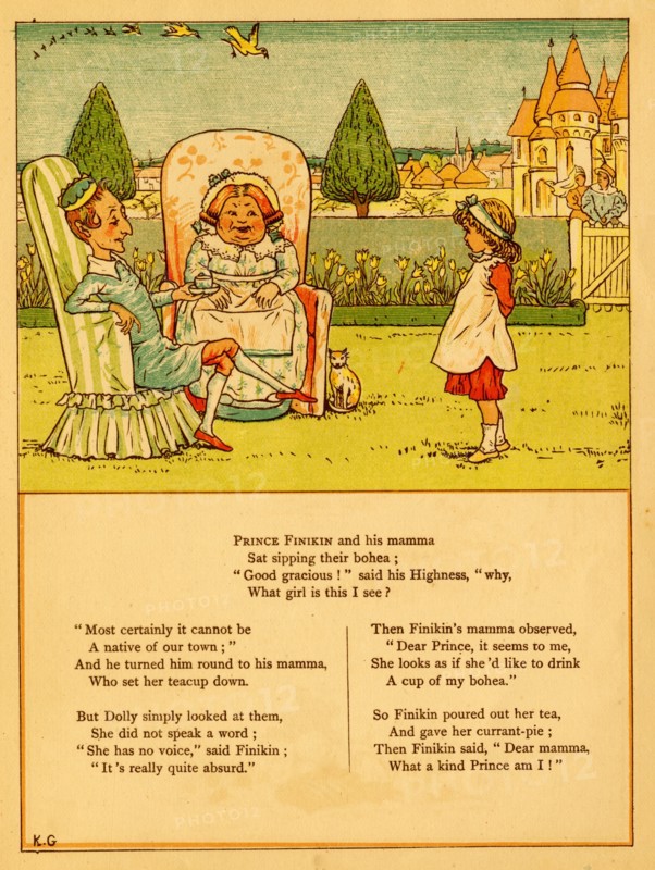 Prince & His wife drink tea and offer it to a young girl