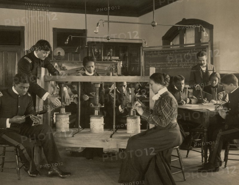 The cheese press screw - students studying agricultural sciences, Hampton Institute, Hampton, Virginia