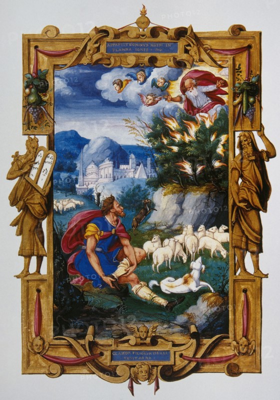 Moses and the Burning Bush. Miniature. 16th century. France.
