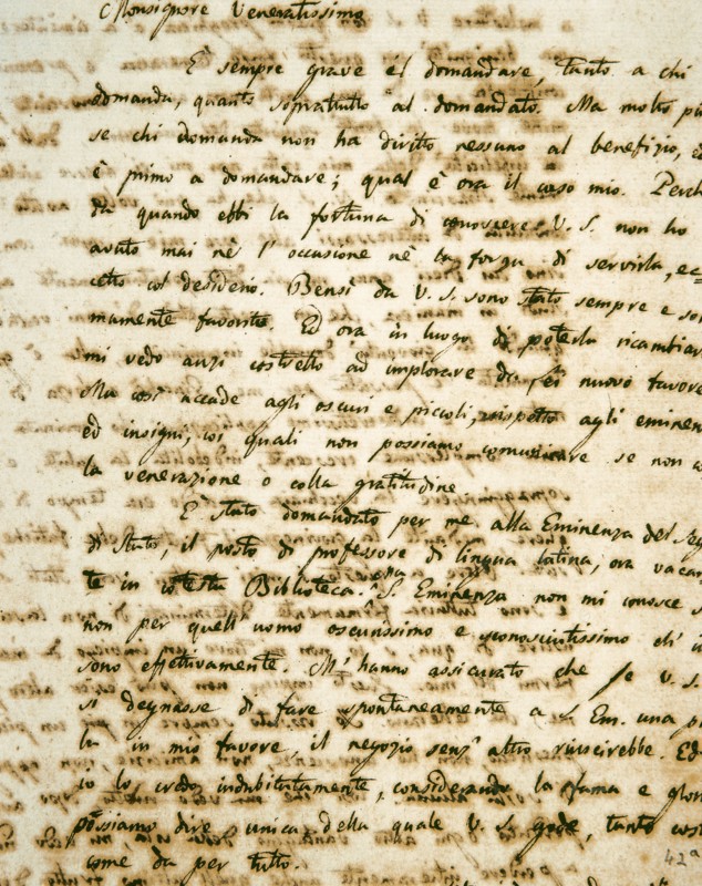 Handwritten letter to Monsignor Angelo Mai.