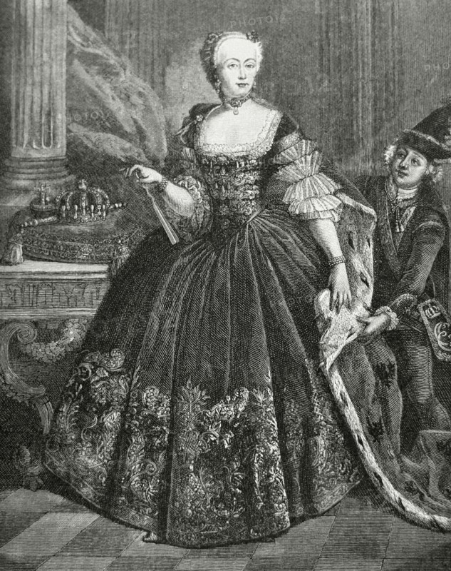 Elisabeth Christine of Brunswick-Wolfenbuttel-Bevern (1715-1797). Queen of Prussia. Spouse of Frederick the Great.  Engraving.
