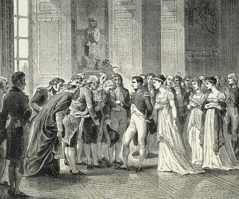 Napoleon Bonaparte (1769-1821). French Consulate. First consul delivered to the Swiss deputies the act of mediation. Engraving.