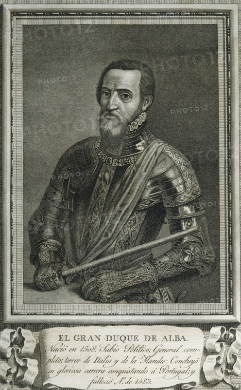 Fernando Alvarez de Toledo y Pimentel (1507-1582). 3rd Duke of Alba. Engraving. Portrait.