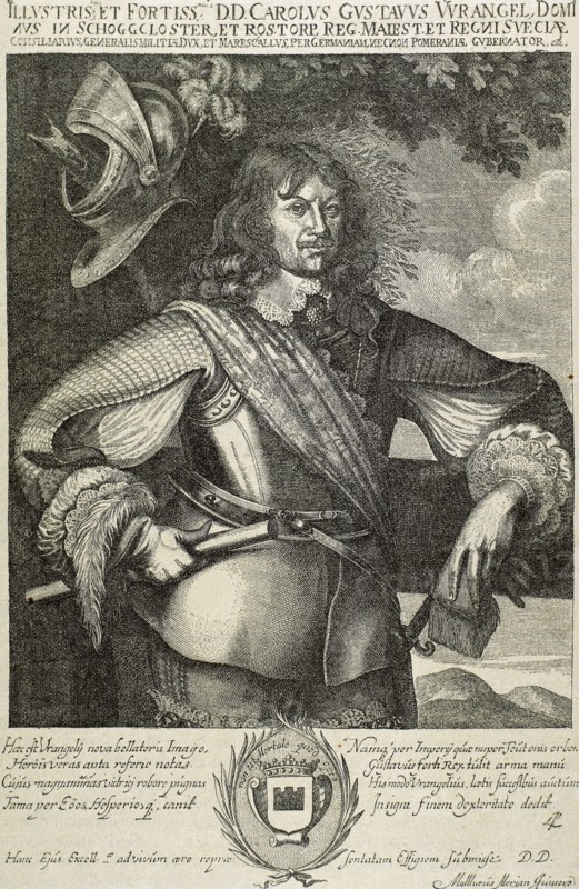 Carl Gustaf Wrangel (1613 â€“1676). Swedish noble, statesman and military commander. Engraving.