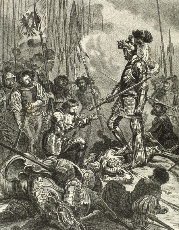 Francis I of France made prisoner after his defeat.