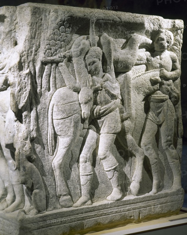 Hippolytus arriving from his hunting party.