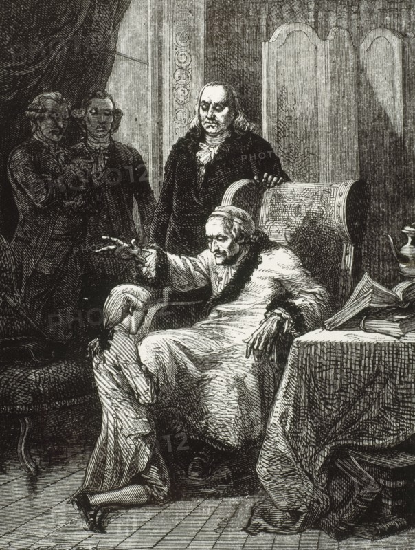 Voltaire blessing Franklin's grandson.