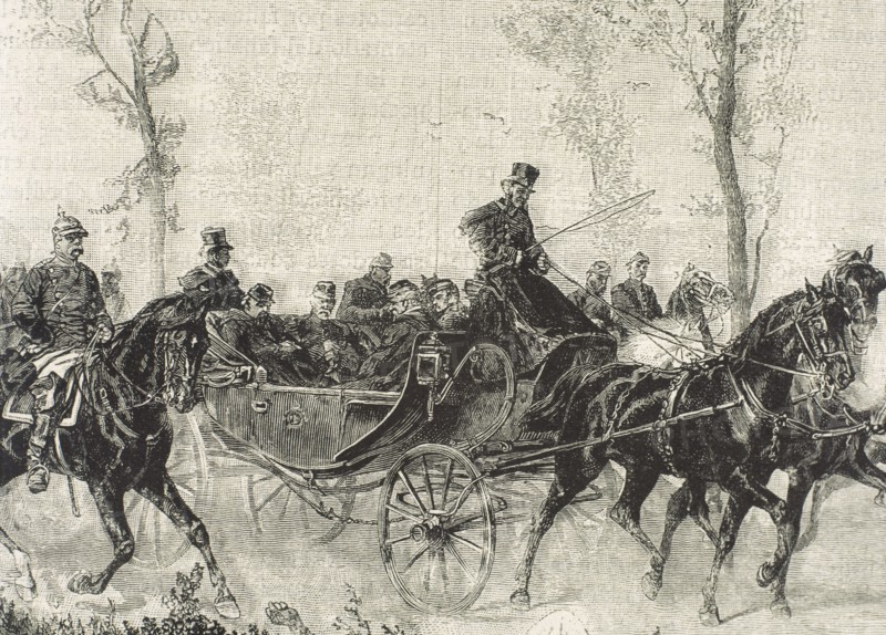 Napoleon III Bonaparte taken prisoner by the Prussian army after the Battle of Sedan.