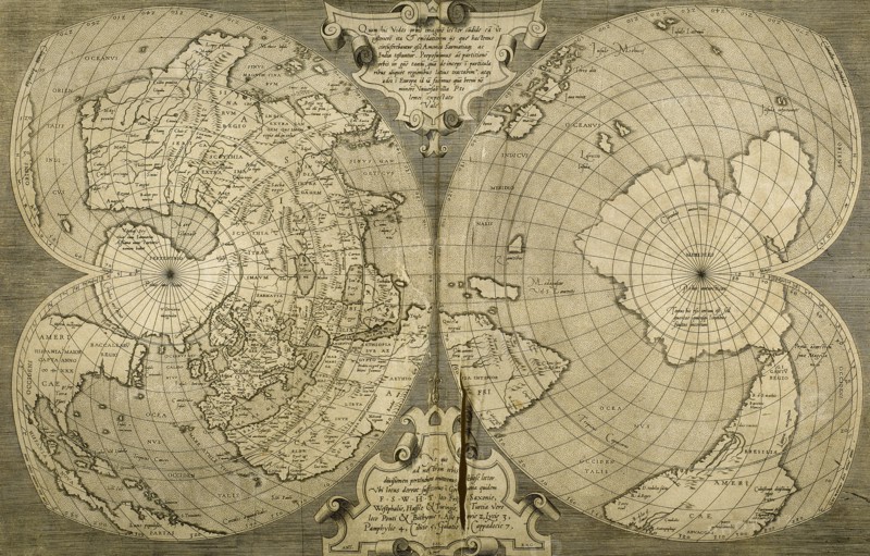 World map. Italian engraving. 16th century.