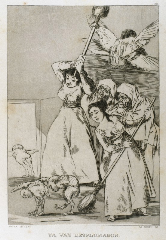 Francisco Goya (1746-1828). Caprices. Plaque 20. There they go plucked. Prado Museum. Madrid.