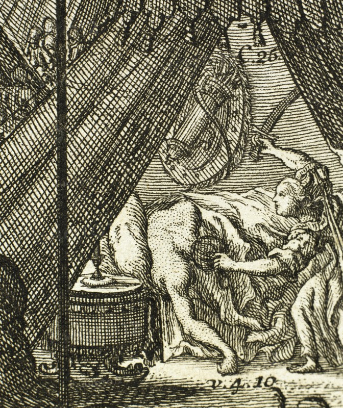 Judith beheading Holofernes. Engraving.