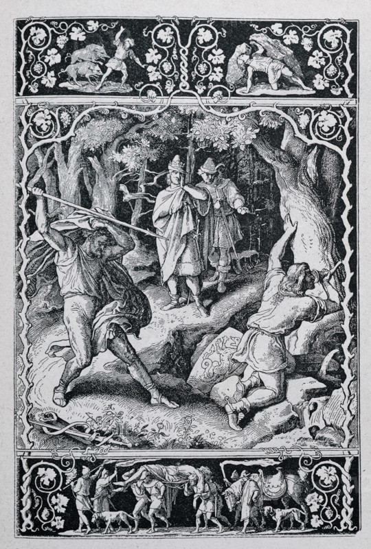 Siegfried killed by Hagen while hunting.