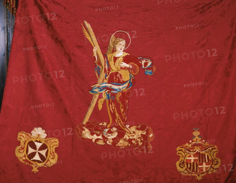 Banner of the confraternity of St. Eulalia.18th c. Baroque. Cathedral Museum. Barcelona. Spain.