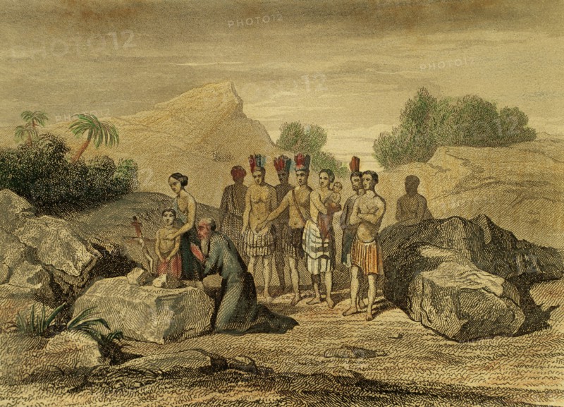 Augustinian missionary Antonio de Roa, evangelizing natives of Malango mountains.