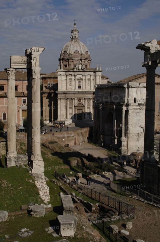 Arch of Septimus Severus and Church Santi Luca and Martina.