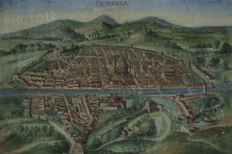 Florence. Map of the city in 16th century.