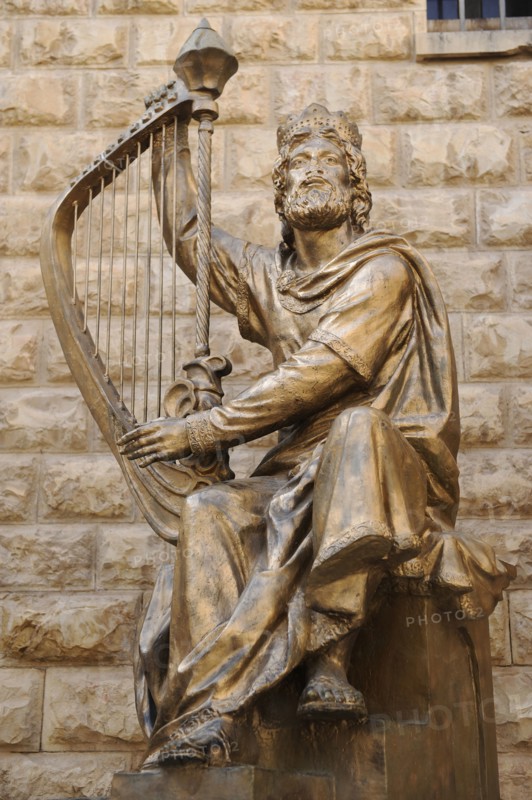 King David of Israel playing the harp.