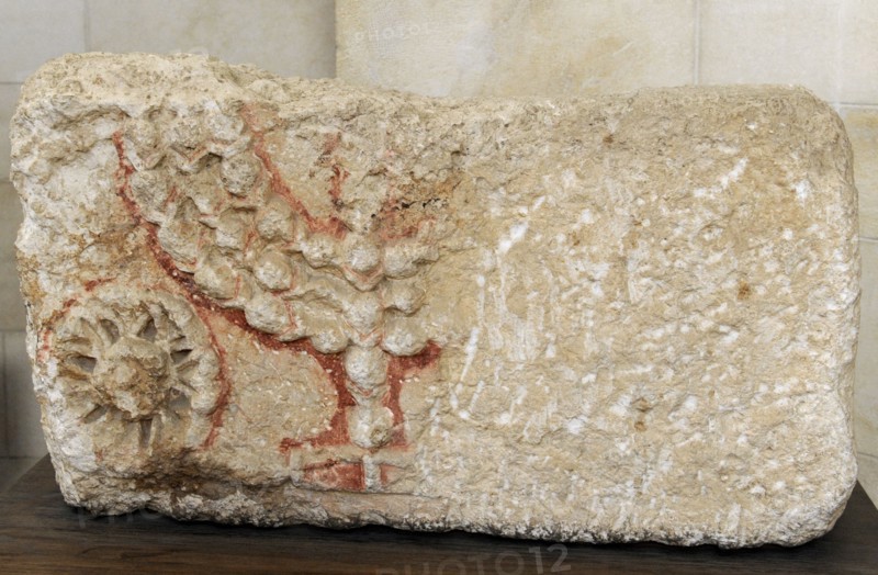 Stone lintels decorated with the Seven-Branched Menorah synagogue at Eshtemoa.