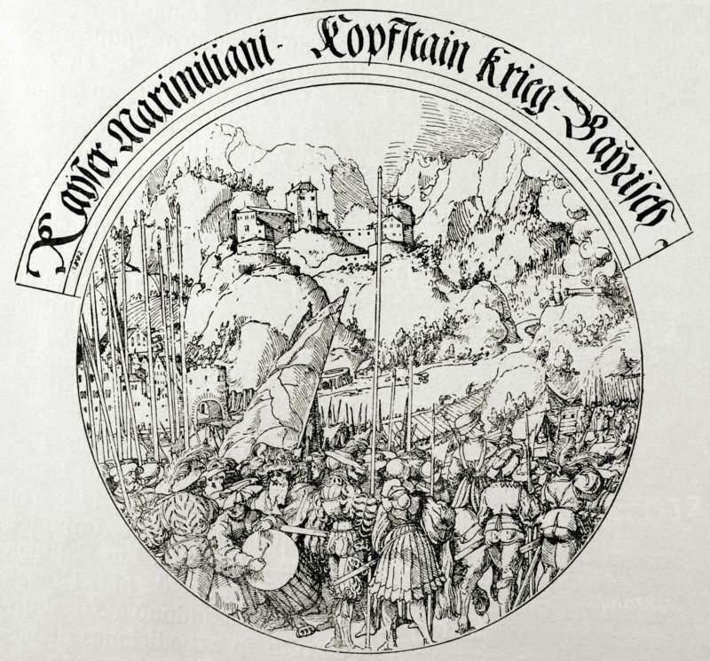 War of the Succession of Landshut (1503-1505). Siege of Kufstein (1505). Engraving.