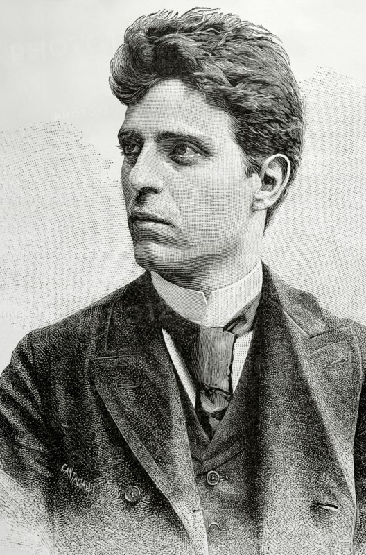 Pietro Mascagni (1863-1945). Italian composer. Portrait. Engraving.