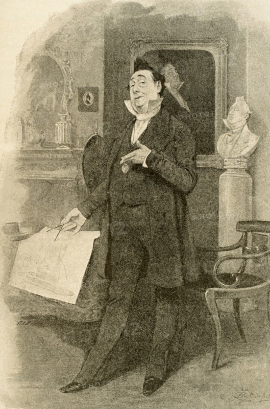Charles Dickens (1812-1870). "Martin Chuzzlewit", 1843-1844. Mr. Pecksniff. La Ilustracion Iberica, 1898.