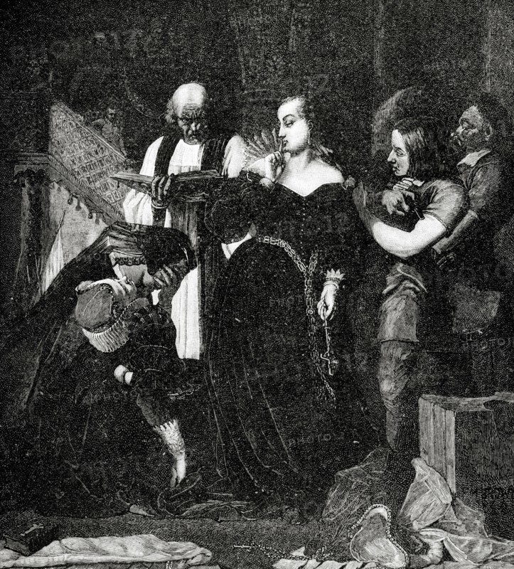 Execution of the Queen Mary, Queen of Scotland (1542-1587) and Queen consort of France. Engraving,1885.
