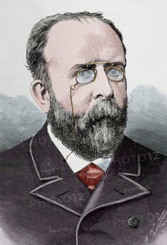 Teodoro Llorente Olivares (1836-1911). Spanish writer. Engraving. Colored.