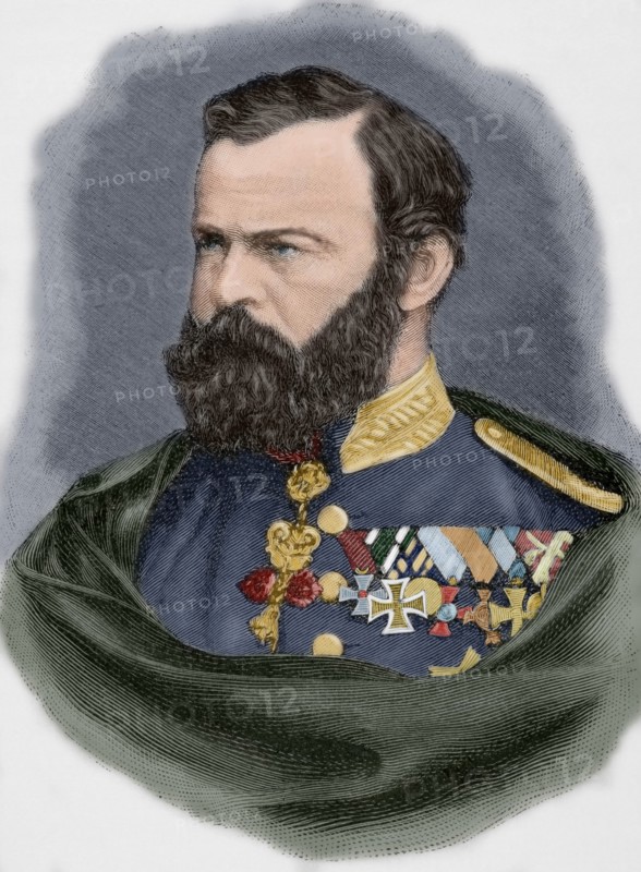 Prince Luitpold of Bavaria (1821-1912). Engraving. Colored.