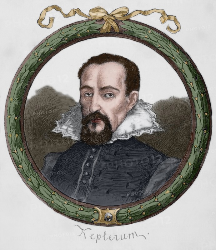Johannes Kepler (1571-1630). Engraving. Colored.