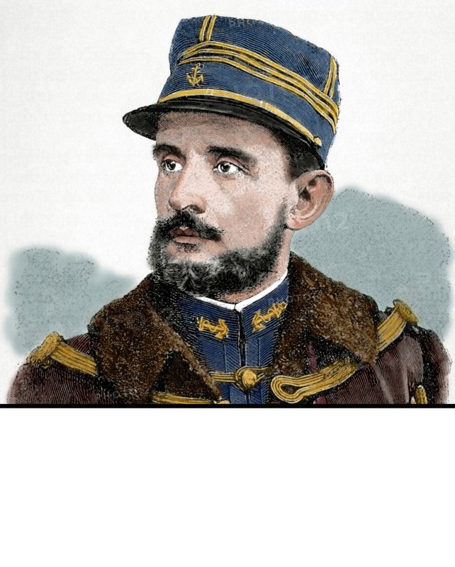 General Jean-Baptiste Marchand (1863 - 1934) French military officer and explorer in Africa. Engraving. Colored.