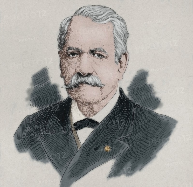 Ferdinand de Lesseps (1805-1894). Engraving. Colored.