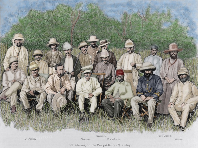 Staff officer of the expedition of Sir Henry Morton Stanley. Engraving. Colored.