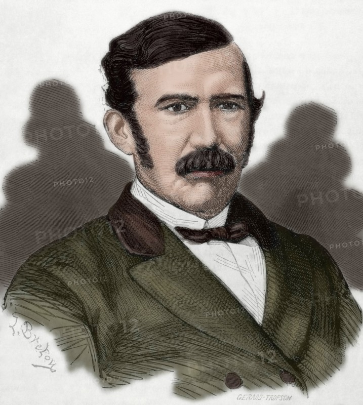 David Livingstone (1813-1873). Engraving. Colored.