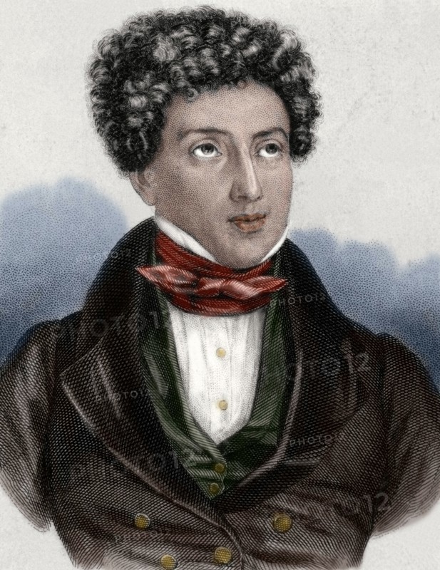 Alexandre Dumas (1802-1870). French writer. Engraving. Colored.