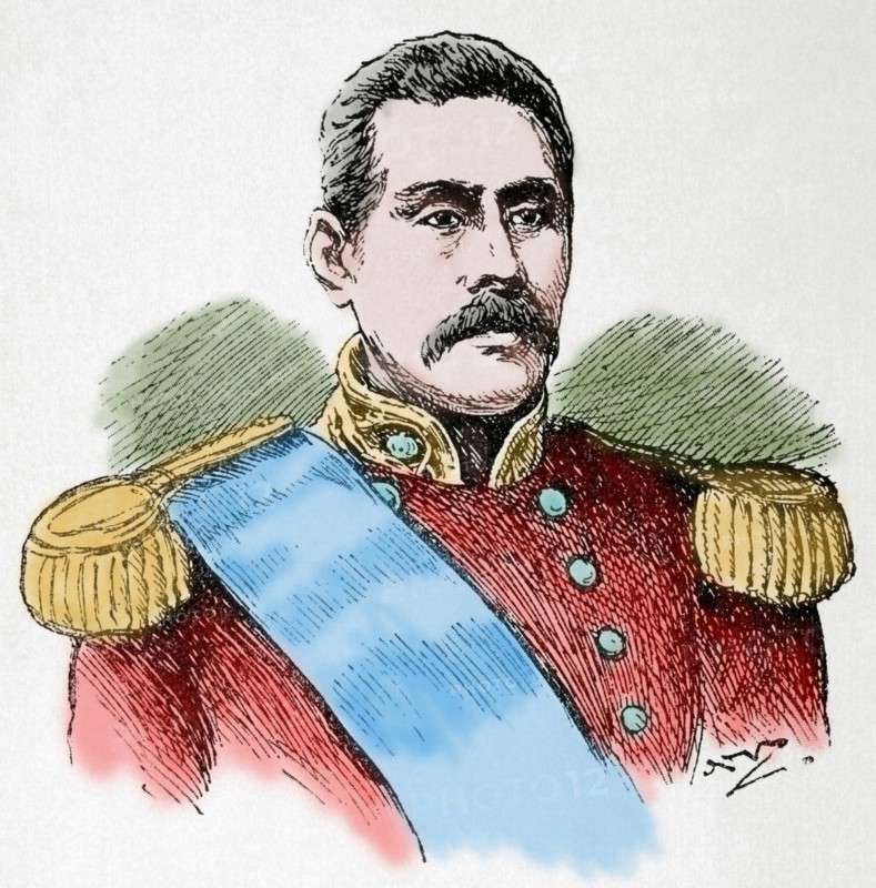 Susuga Malietoa Laupepa (1841-1898). Ruler of Samoa. Engraving. Colored.