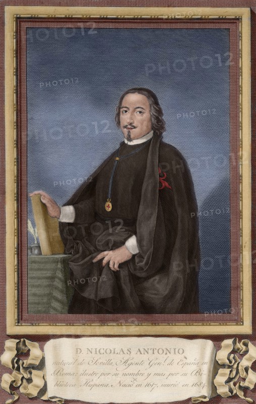 Nicolas Antonio (1617-1684). Spanish bibliographer. Portrait. Colored.